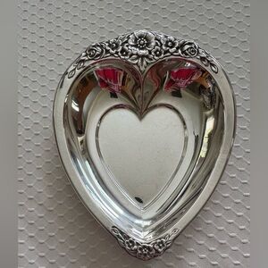 Vintage Silver Plate trinket dish, Jewelry holder, Decorative Tray floral design